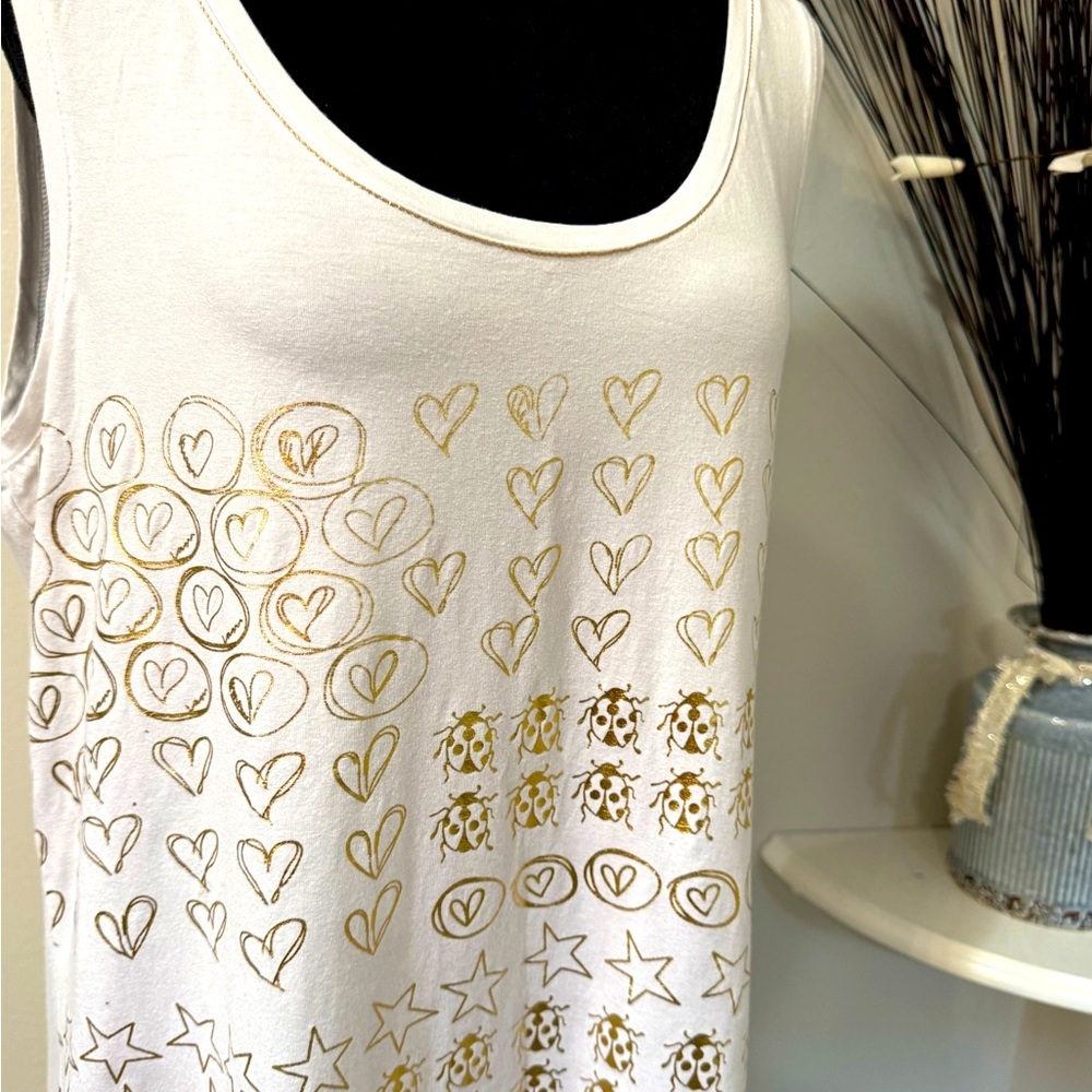 Jane and John whimsical gold designs sleeveless shirt in size Large. NWT - Picture 5 of 9